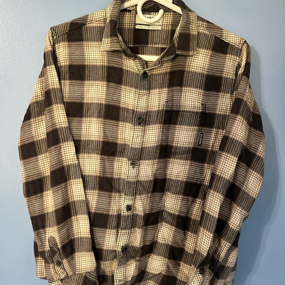Billabong Brown and Cream Plaid Shirt
